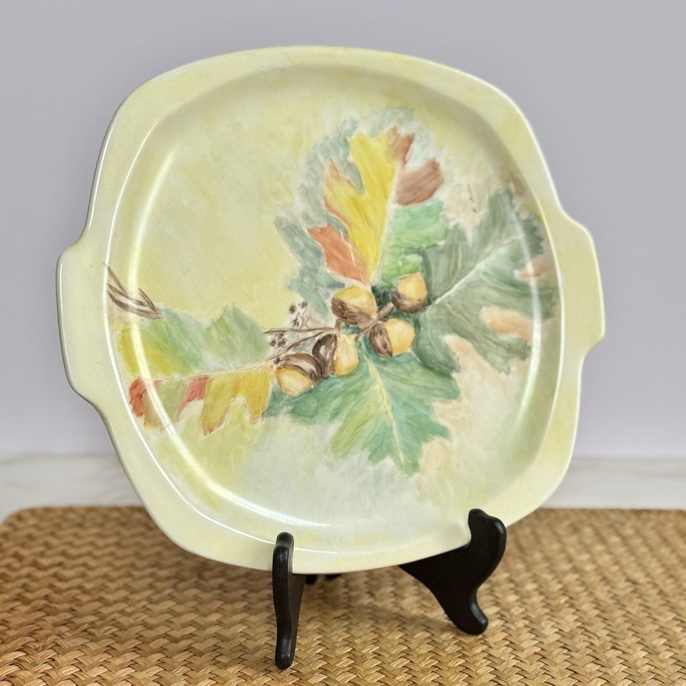 Vintage Paden City Pottery 1940s Hand Painted Acorn Oak Leaf Platter M Heisler‎